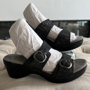 Dansko Black Double Buckle Sandals